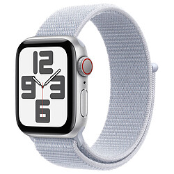 Apple Watch SE GPS + Cellular (2024) - 40 mm - Aluminium Minuit - Bracelet Sport Textile Nuée Bleue