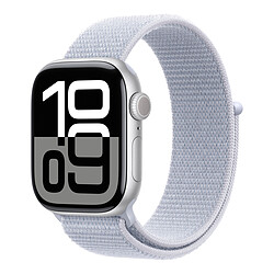 Apple Watch Series 10 GPS - Aluminium Argent - Bracelet Sport Textile Nuée Bleue - 42 mm