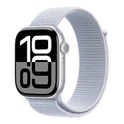 Apple Watch Series 10 GPS - Aluminium Argent - Bracelet Sport Textile Nuée Bleue - 46 mm