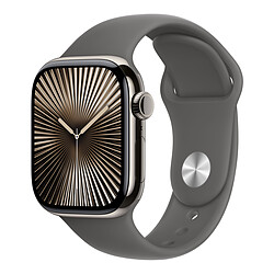 Apple Watch Series 10 GPS  + Cellular - Titane Naturel - Bracelet Sport Gris Minéral - 42 mm - Taille S/M