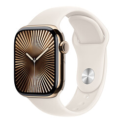 Apple Watch Series 10 GPS  + Cellular - Titane Or - Bracelet Sport Lumière Stellaire - 42 mm - Taille S/M