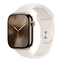 Apple Watch Series 10 GPS  + Cellular - Titane Or - Bracelet Sport Lumière Stellaire - 46 mm - Taille M/L