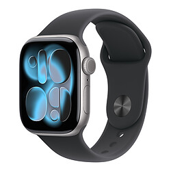 Apple Watch Series 11 GPS + Cellular - Aluminium Gris sidéral - Bracelet Sport Noir - 42 mm - Taille M/L