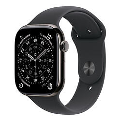 Apple Watch Series 11 GPS + Cellular - Titane Ardoise - Bracelet Sport Noir - 42 mm - Taille M/L