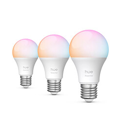 Philips Hue Ampoule connectée Essential E27 A60 8 W Bluetooth x 3