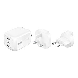 Belkin Chargeur Secteur 100W 2 USB-C + 1 USB-A + Kit adaptateur de voyage