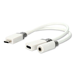 Nedis Adaptateur USB-C vers USB-C/Jack 3.5 mm (M/F) - 0.10 m - Blanc