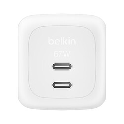 Belkin BoostCharge Pro Chargeur secteur GaN deux ports USB-C - 67W - Blanc