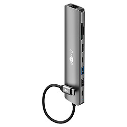 Goobay Hub Slim USB-C vers 1 HDMI 1.4, 2 USB-C 3.0, 1 USB-A 3.0, 1 USB-A 2.0, 1 RJ45, 1 SD et 1 microSD - PD 100W