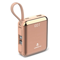 Volkano Solace Series 10 000 mAh avec câbles USB-C et Lightning intégrés - Rose et Or