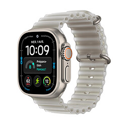 Apple Watch Ultra 4 GPS + Cellular 49 mm Titane naturel Bracelet Océan Gris translucide