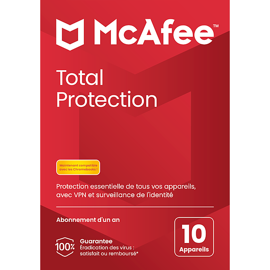 Logiciel antivirus et sécurité McAfee Total Protection - Licence 1 an - 10 postes - A télécharger