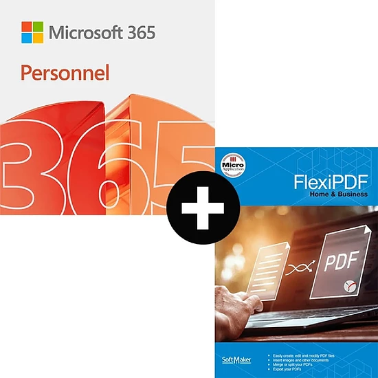 Logiciel bureautique Pack Microsoft 365 Personnel - 1 utilisateur - Abonnement 1 an + FlexiPDF Home & Business - 3 PC - licence perpétuelle