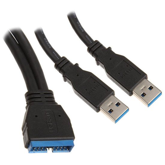 Câble USB BitFenix Adaptateur 20 broches vers 2 ports USB 3.0