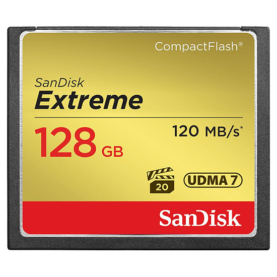 Carte mémoire Sandisk Extreme CompactFlash 128 Go (120 Mo/s)