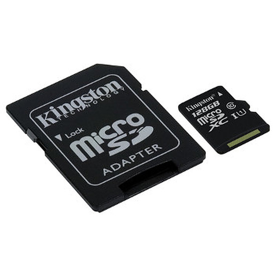 Carte mémoire Kingston micro SDXC 128 Go (45 Mo/s) + adaptateur SD