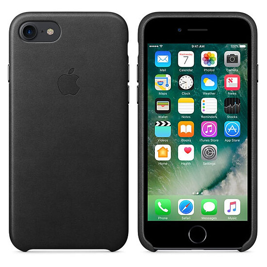 Coque et housse Apple Coque Leather Case iPhone 7 - noir