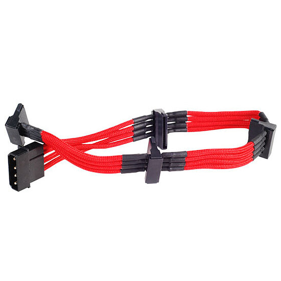 Câble d'alimentation Silverstone Câble 4 SATA / Molex 30 cm - Rouge - Autre vue