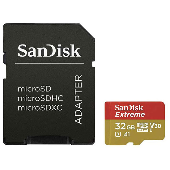 Carte mémoire Sandisk Extreme micro SDHC 32 Go (90Mo/s) + adaptateur SD