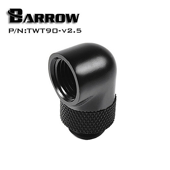 Watercooling BARROW TWT90-v2.5 - Embout rotatif à 90° mâle vers femelle - Noir