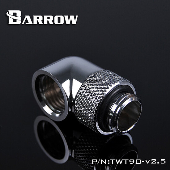 Watercooling Custom BARROW TWT90-v2.5 - Embout rotatif à 90° mâle vers femelle - Argent - Autre vue