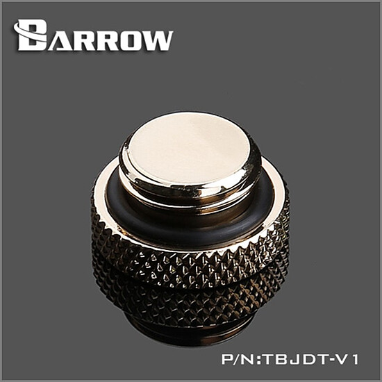 Watercooling Custom BARROW TBJDT-V1 - Bouchon filetage 1/4" finition miroir - Noir et Or - Autre vue