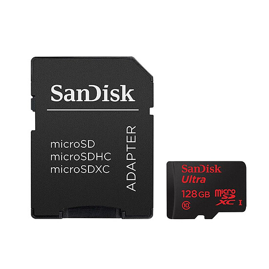 Carte mémoire Sandisk Ultra micro SDXC 128 Go (80Mo/s) + adaptateur SD