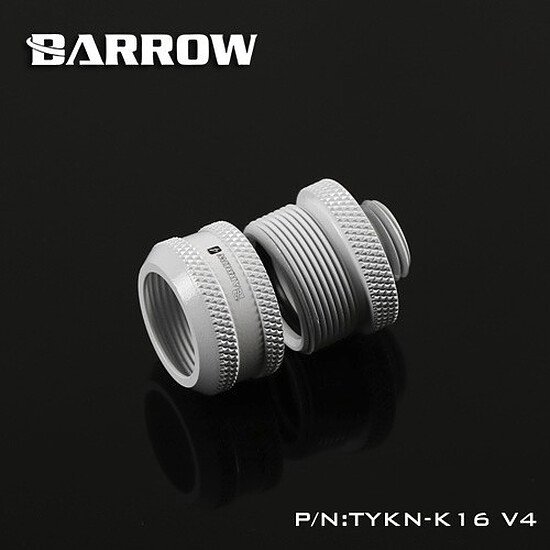 Watercooling Custom BARROW TYKN-K16 V4 - Embout long pour tube rigide 16 mm - Blanc - Autre vue