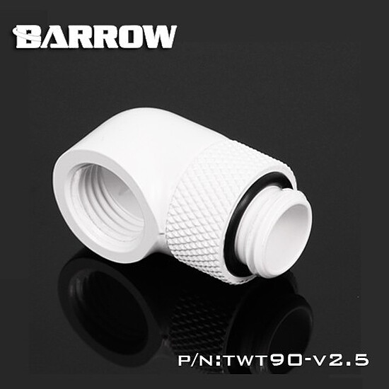 Watercooling Custom BARROW TWT90-v2.5 - Embout rotatif à 90° mâle vers femelle - Blanc - Autre vue