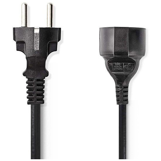 Câble d'alimentation NEDIS Rallonge électrique coudée noire - 2 mètres - Autre vue