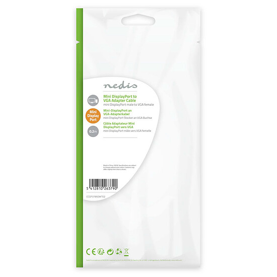 Câble DisplayPort NEDIS Câble mini DisplayPort mâle vers VGA femelle (20 cm) - Autre vue