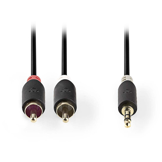 Câble Jack NEDIS Câble Audio Stéréo Jack 3.5 mm vers 2 x RCA mâle - 1 mètre