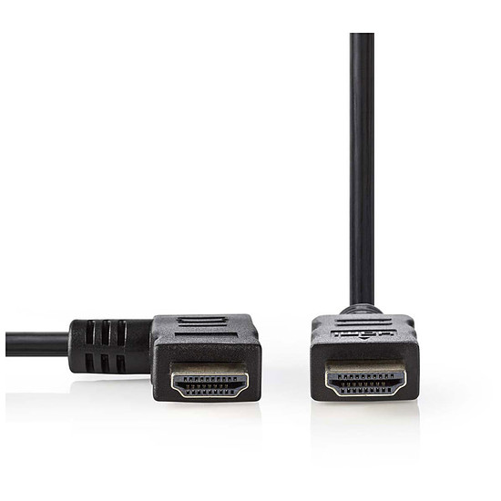 Câble HDMI NEDIS Câble HDMI coudé à gauche haute vitesse avec Ethernet Noir (1.5 mètre)