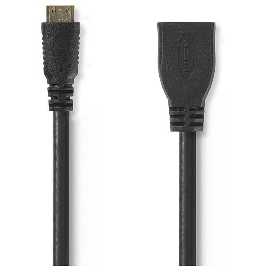 Câble HDMI NEDIS Câble Mini HDMI mâle / HDMI femelle haute vitesse avec Ethernet Noir (20 cm) - Autre vue