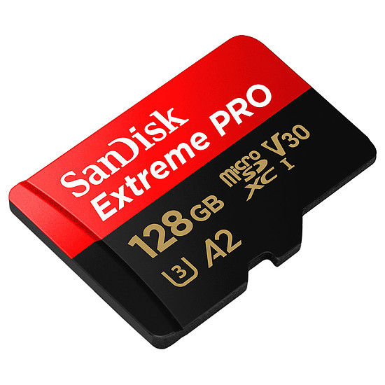 Carte mémoire SanDisk Extreme Pro microSDXC UHS-I U3 V30 A2 128 Go + Adaptateur SD