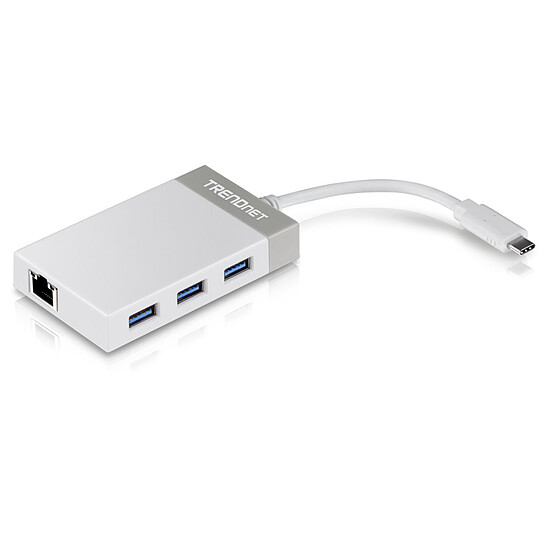 Carte réseau TrendNet TUC-ETGH3 - Adaptateur USB Type-C vers Gigabit Ethernet + Hub