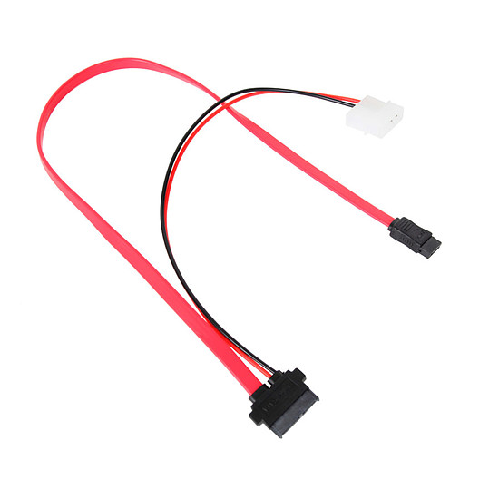 Câble Serial ATA Câble Slim-SATA 2-en-1 avec alimentation Molex (pour lecteur optique slim ou SSD 1.8'')
