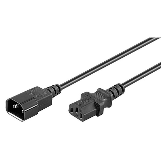 Câble Secteur Rallonge d'alimentation pour PC, moniteur et onduleur (0.5 m) - (coloris noir)
