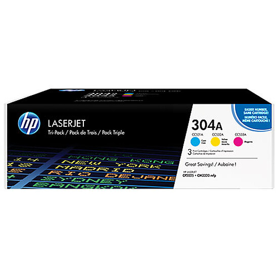 Toner HP 304A (CF372AM) - Cyan/Magenta/Jaune