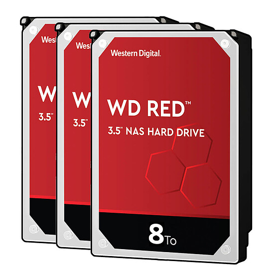 Disque dur interne Western Digital WD Red - 8 To - 256 Mo - Pack de 3