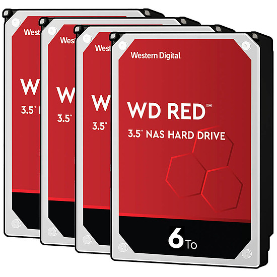Disque dur interne Western Digital WD Red - 6 To - 64 Mo - Pack de 4