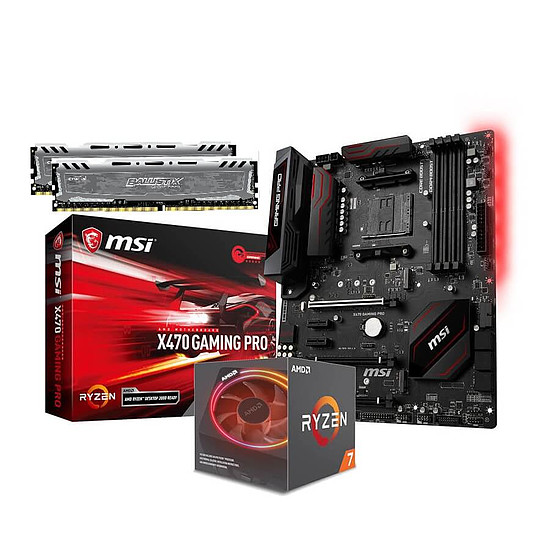 Kit upgrade PC AMD Ryzen 7 2700 + MSI X470 Gaming PRO + Ballistix Sport LT 16 Go 3000 Mhz