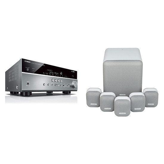 Ensemble Home-Cinéma Yamaha RX-V685 Titane + Monitor Audio MASS 5.1 Blanc