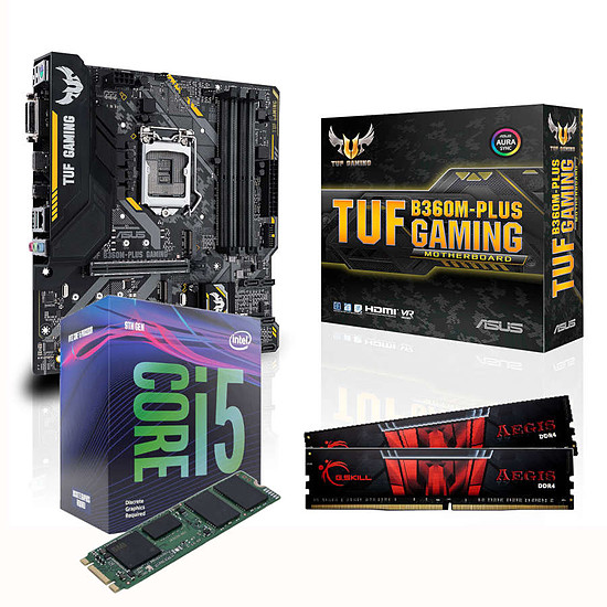 Kit upgrade PC Intel Core i5 9400F + Asus TUF B360M PLUS + 16 Go RAM + SSD