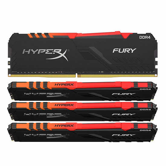 Mémoire HyperX Fury RGB DDR4 4 x 8 Go 3200 MHz CAS 16