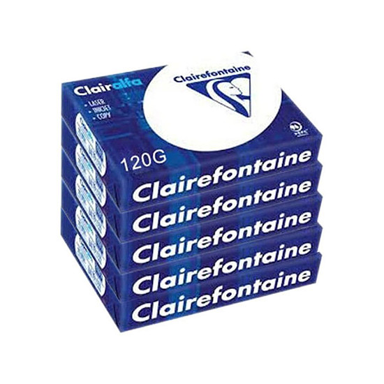 Papier imprimante Clairefontaine Clairalfa ramette 250 feuilles 120g A4 Blanc X5