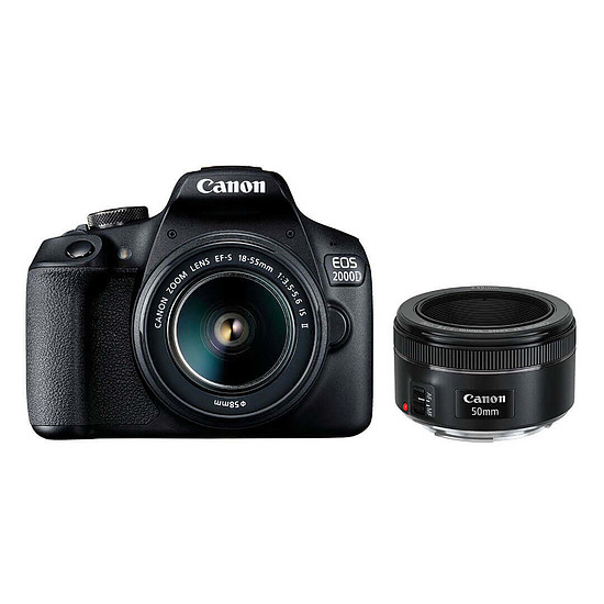 Appareil photo Reflex Canon EOS 2000D + EF-S 18-55 mm IS II + EF 50mm f/1.8 STM