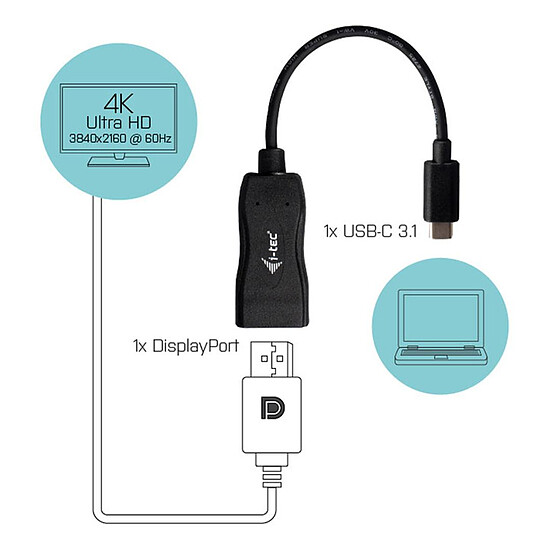 Adaptateur DisplayPort Adaptateur USB-C 3.1 vers DisplayPort 1.2 - 15 cm - Autre vue