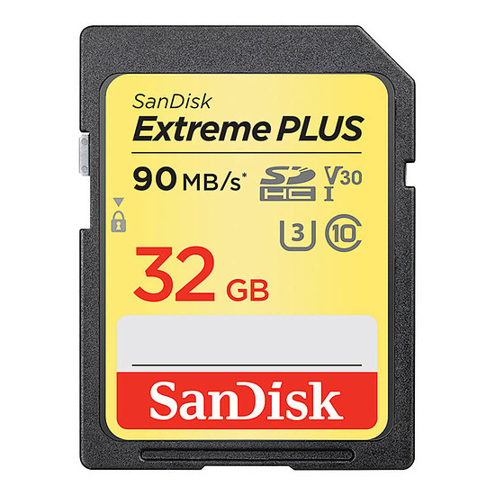 Carte mémoire Sandisk Extreme Plus SDHC 32 Go (90Mo/s) 