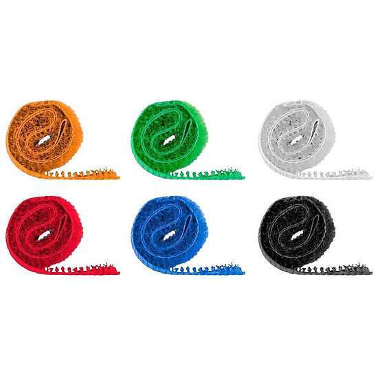 Passe câble et serre câble Scratchs colorés (par 6) - 17 cm